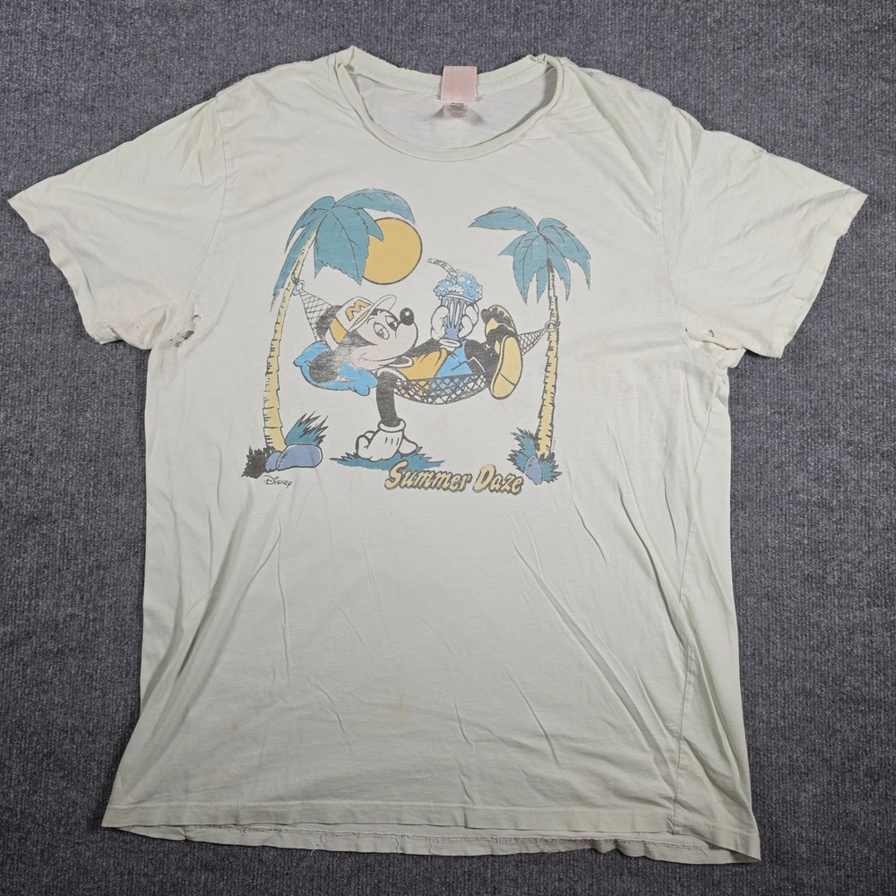 Junk Food Disney Mickey Mouse Summer Daze T-Shirt XL Distressed Upcycle Project
